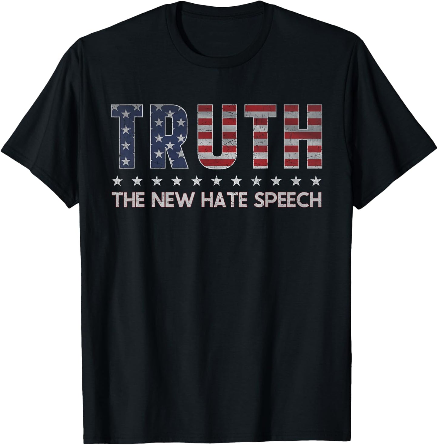 Truth The New Hate Speech Political Correctness USA Flag T-Shirt - T-Shirt | Black
