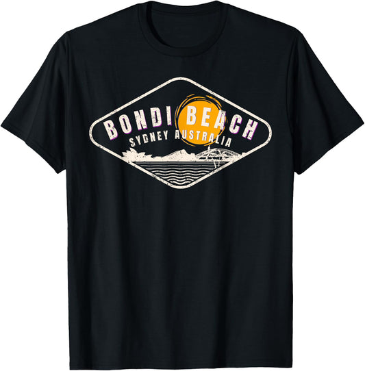 Bondi Beach Retro Distressed Women Kids T-Shirt - T-Shirt | Black