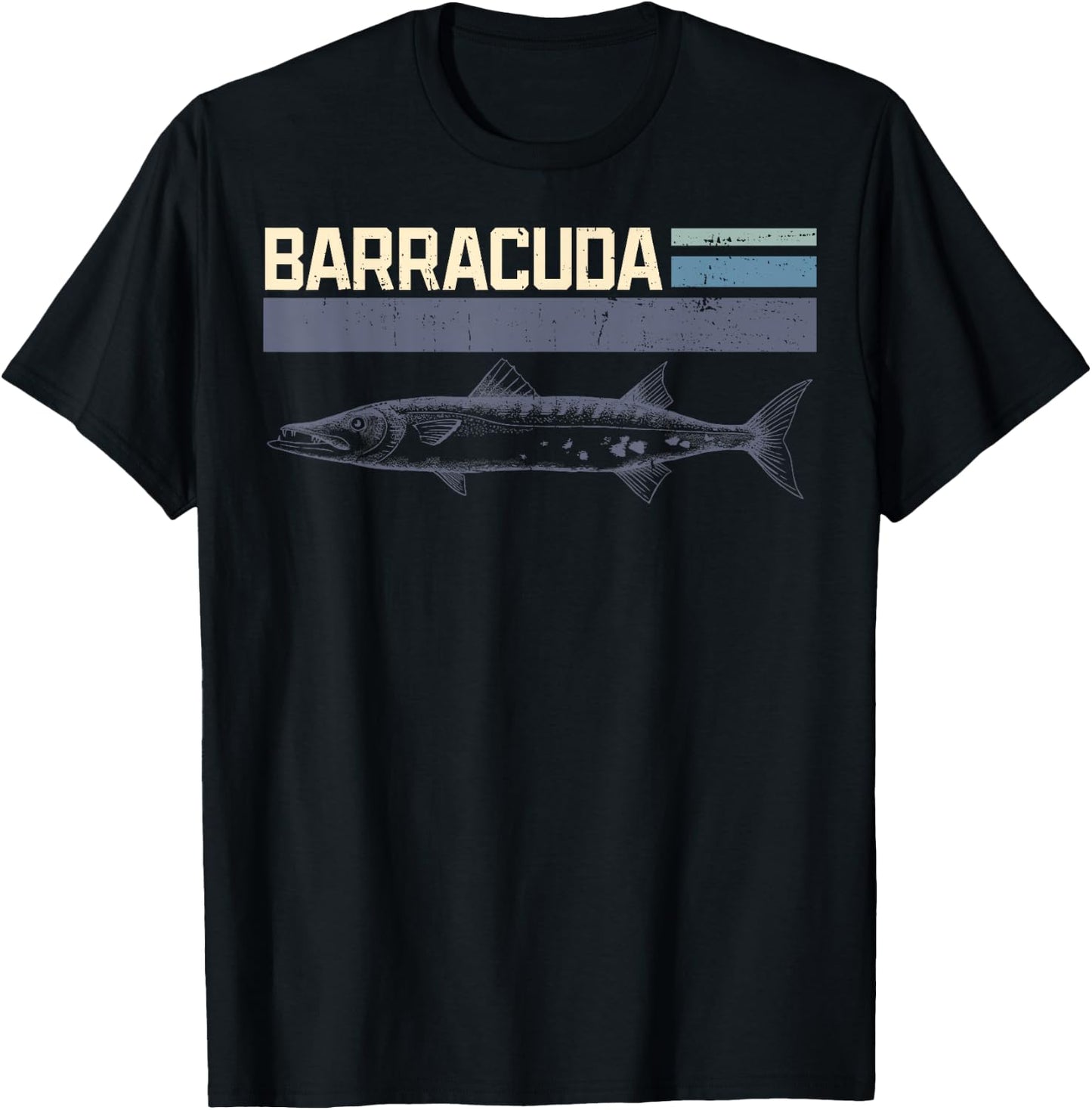 Great Barracuda Cuda Fishing Wildlife Saltwater Fish Art T-Shirt - T-Shirt | Black