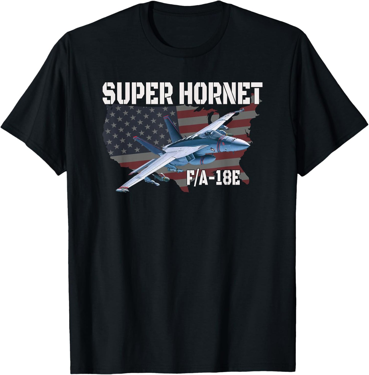 F-18 F/A-18E Super Hornet Jet Airplane Military Aviation T-Shirt - T-Shirt | Black