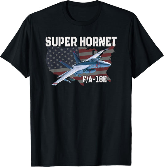 F-18 F/A-18E Super Hornet Jet Airplane Military Aviation T-Shirt - T-Shirt | Black