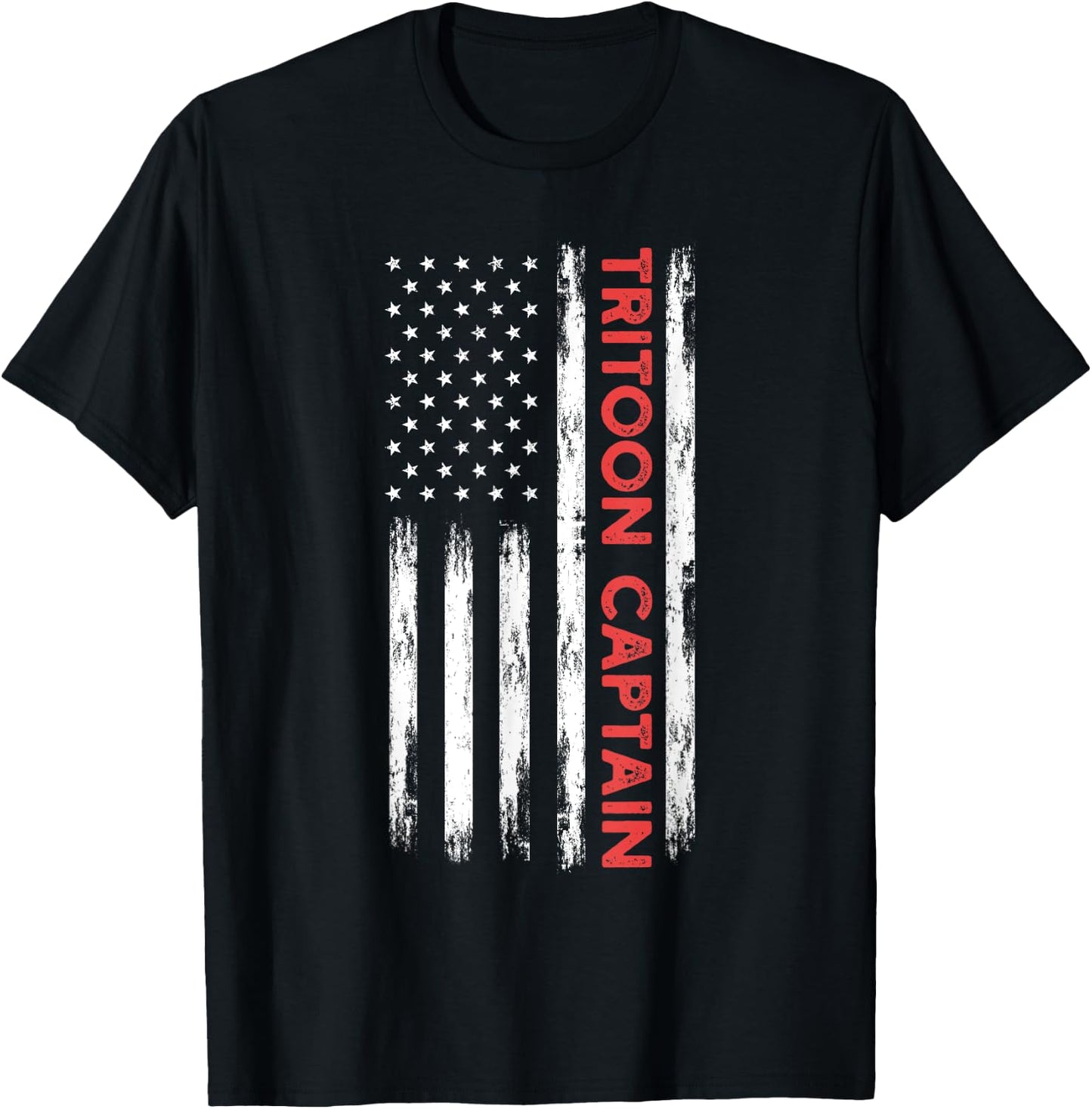 Tritoon Captain Patriotic Boat Captain And Boating Lover T-Shirt - T-Shirt | Black