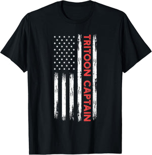 Tritoon Captain Patriotic Boat Captain And Boating Lover T-Shirt - T-Shirt | Black