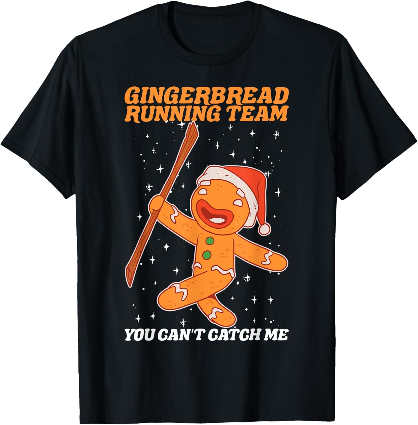 Gingerbread Running Team Christmas Cookie Funny Baking Xmas T-Shirt - T-Shirt | Black