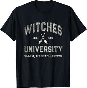 Funny WITCHES UNIVERSITY Salem Massachusetts Witch College T-Shirt - T-Shirt | Black