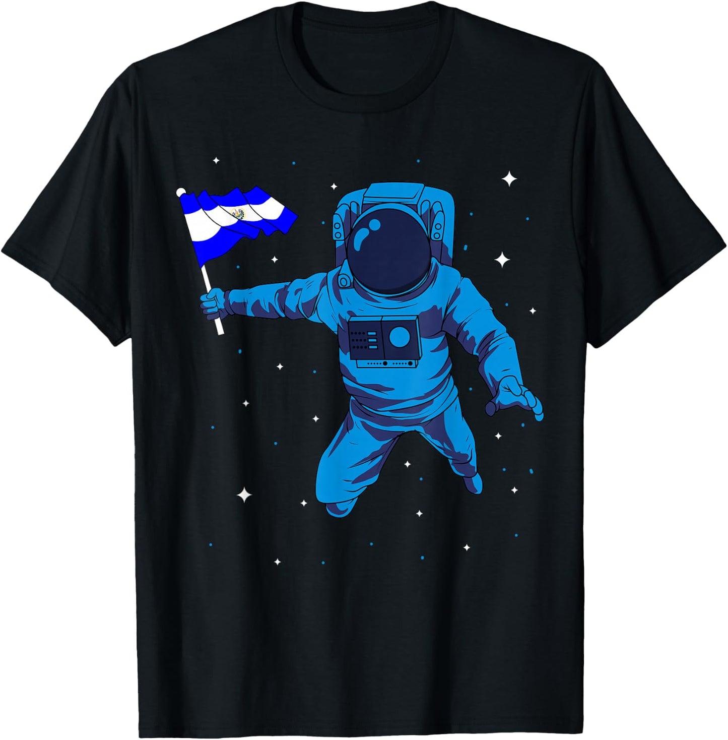El Salvador Flag Astronaut Space Salvadoran Roots Heritage T-Shirt - T-Shirt | Black