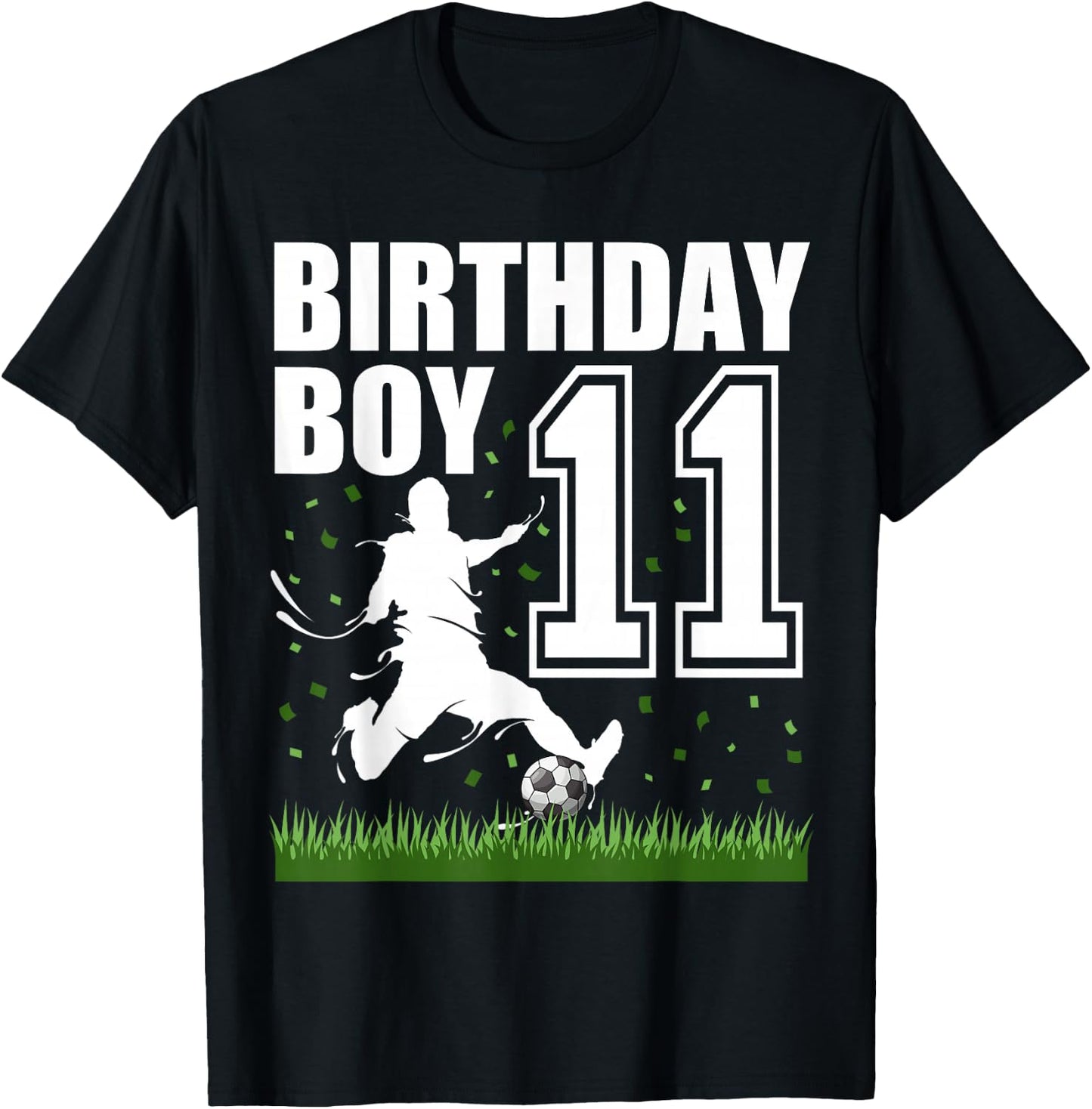 11 Year Old Soccer Birthday Party Theme 11th Gift Boy T-Shirt - T-Shirt | Black