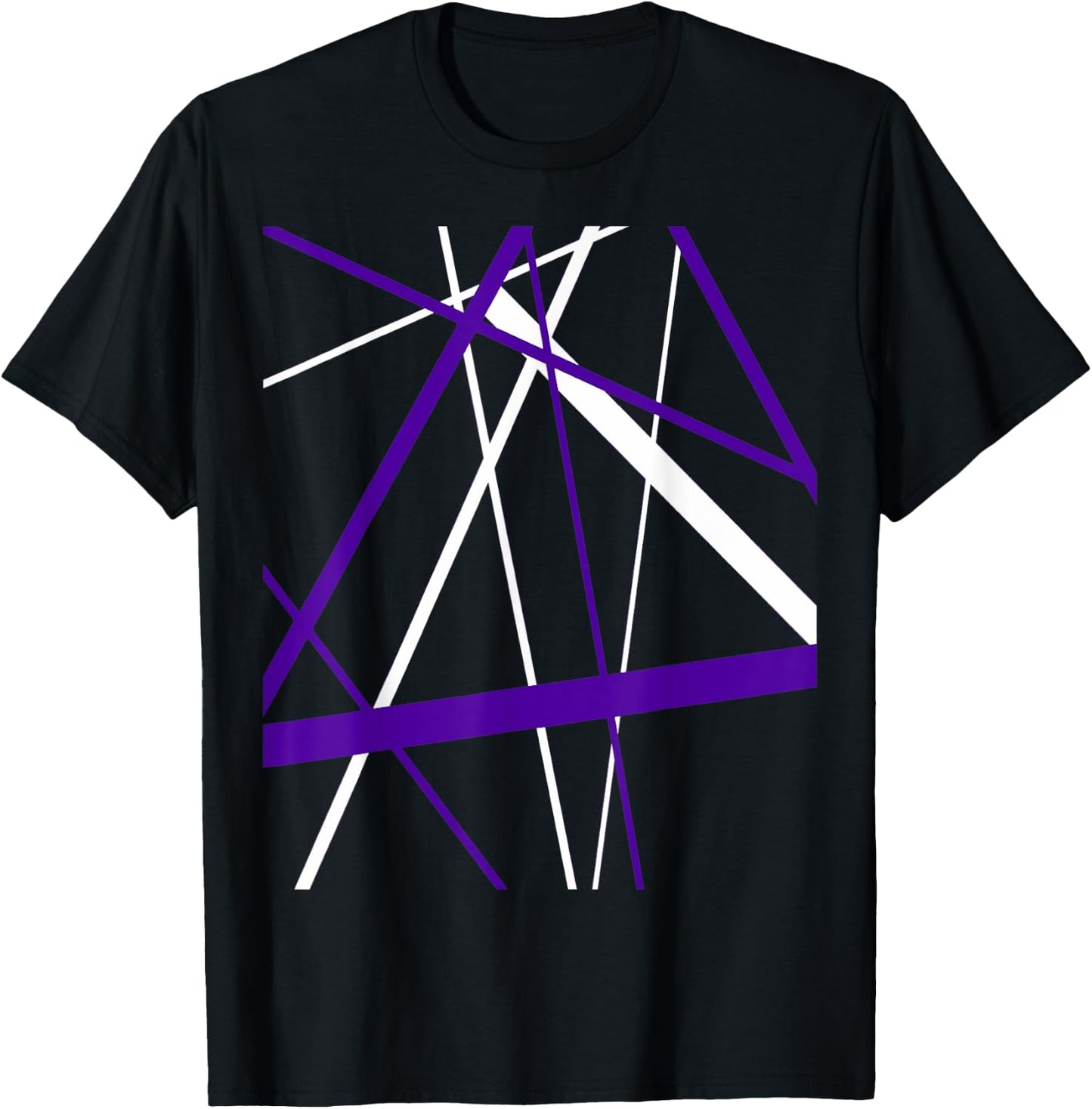 Seamless Abstract White and Lilac Strips Cut Out Pattern T-Shirt - T-Shirt | Black