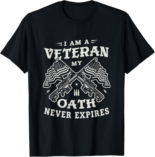 I am a veteran my oath never expires Soldier Warrior Veteran T-Shirt - T-Shirt | Black
