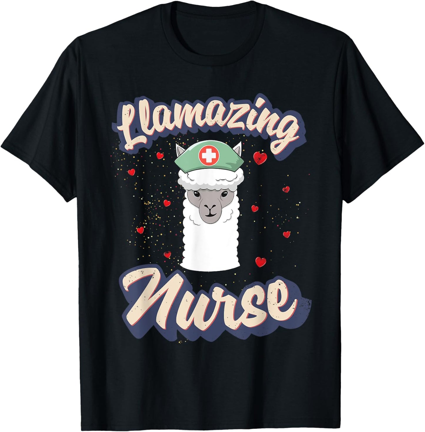Retro Nurse Shirt Llamazing Nurse Funny Llama Nurse T-Shirt - T-Shirt | Black