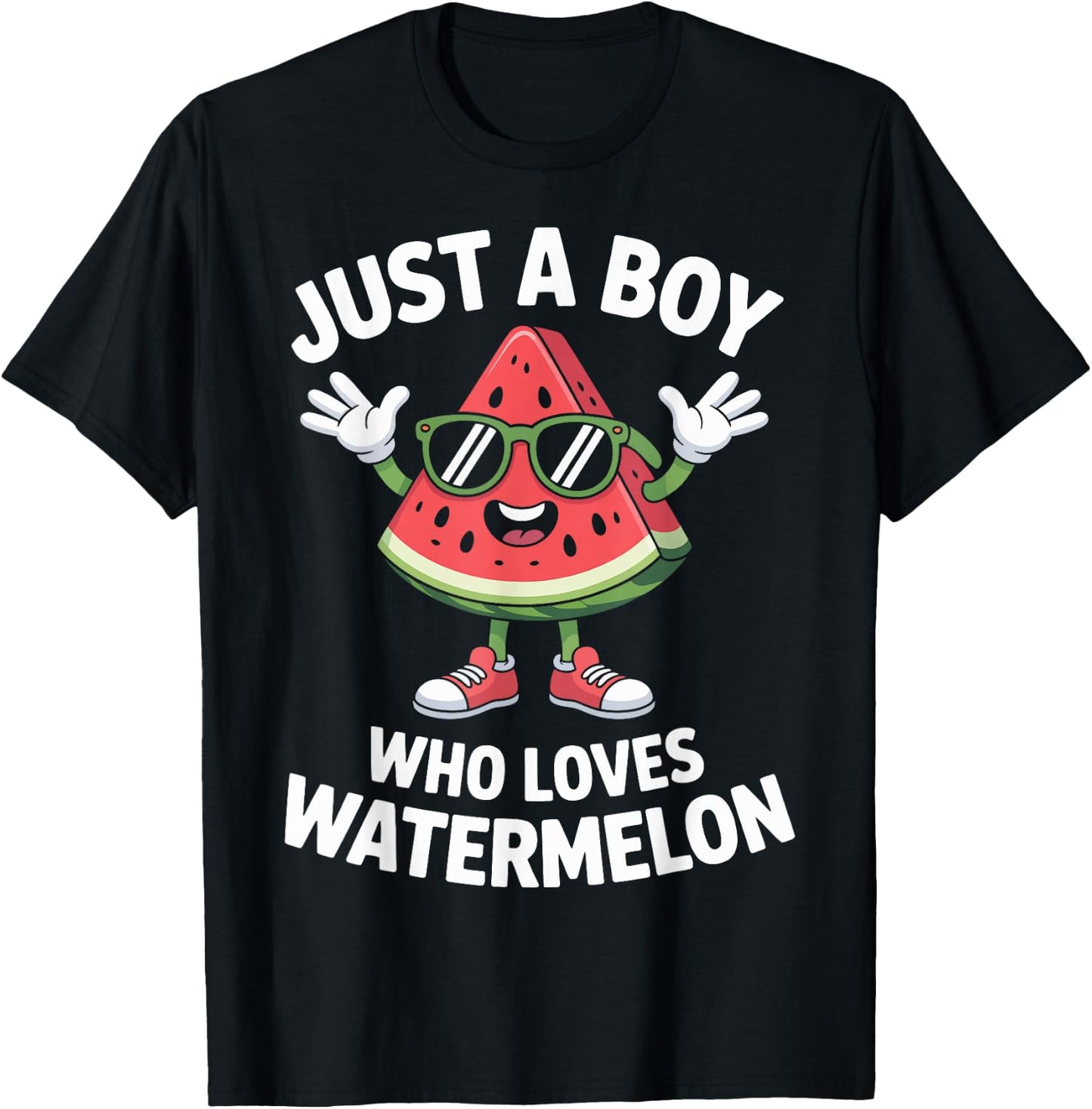 Just a Boy Who Loves Watermelon Funny Summer Fruit T-Shirt - T-Shirt | Black