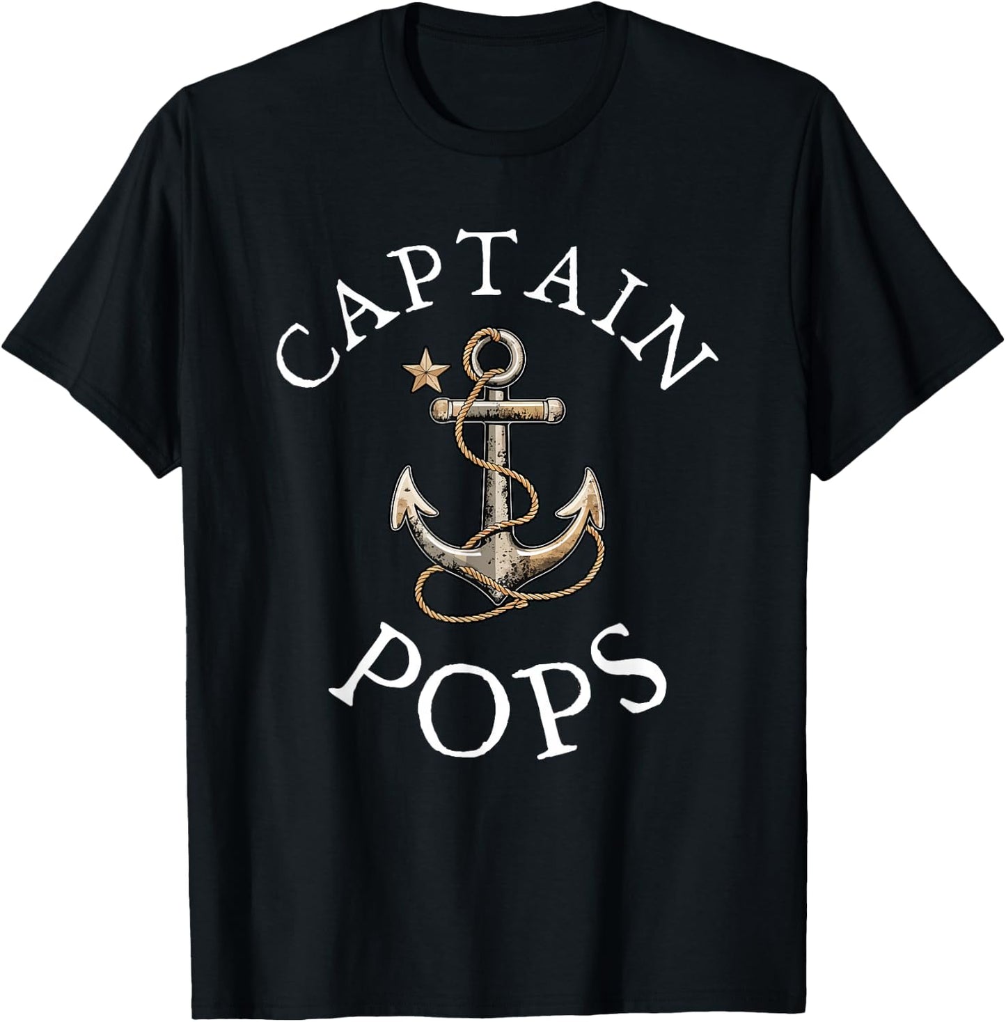 Captain Pops Boat Sailing Boating Vintage Anchor Funny T-Shirt - T-Shirt | Black