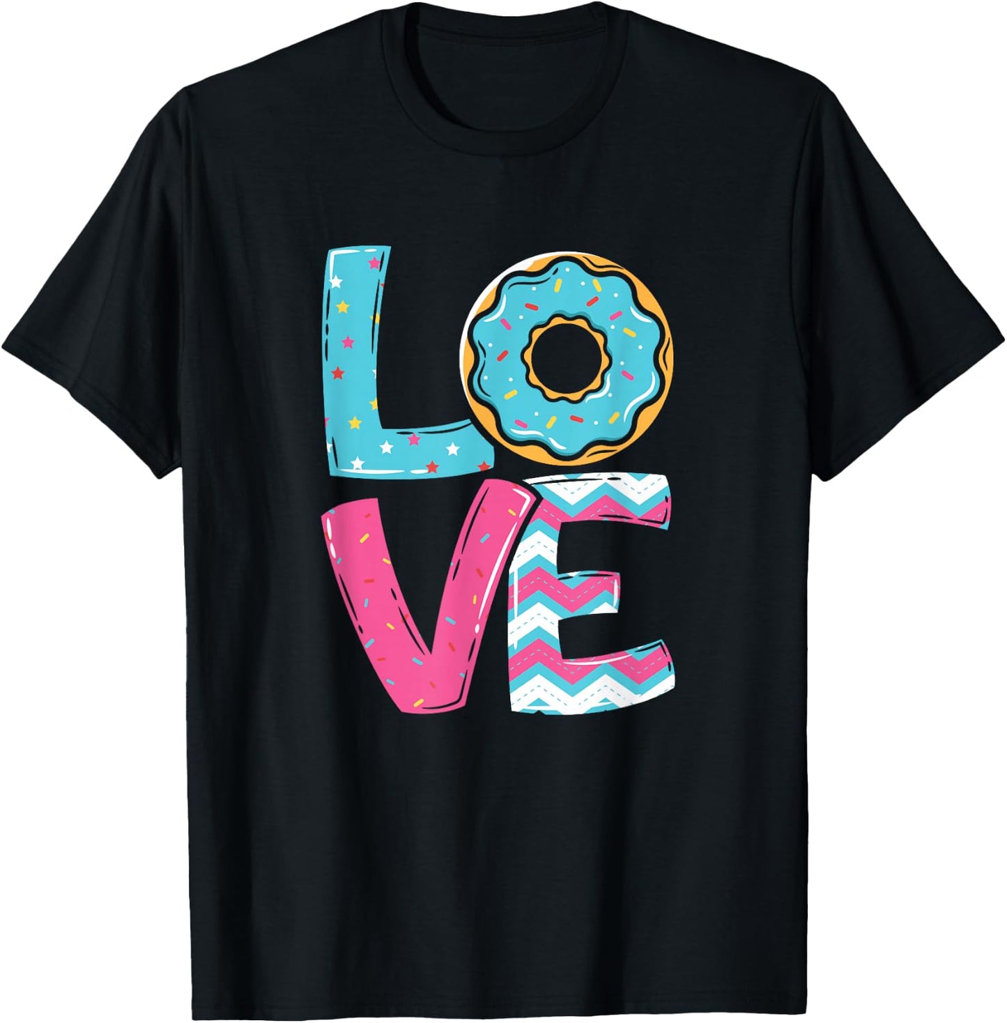 Donut Sprinkles Doughnut Fried Dough Sweet Snack Dessert T-Shirt - T-Shirt | Black