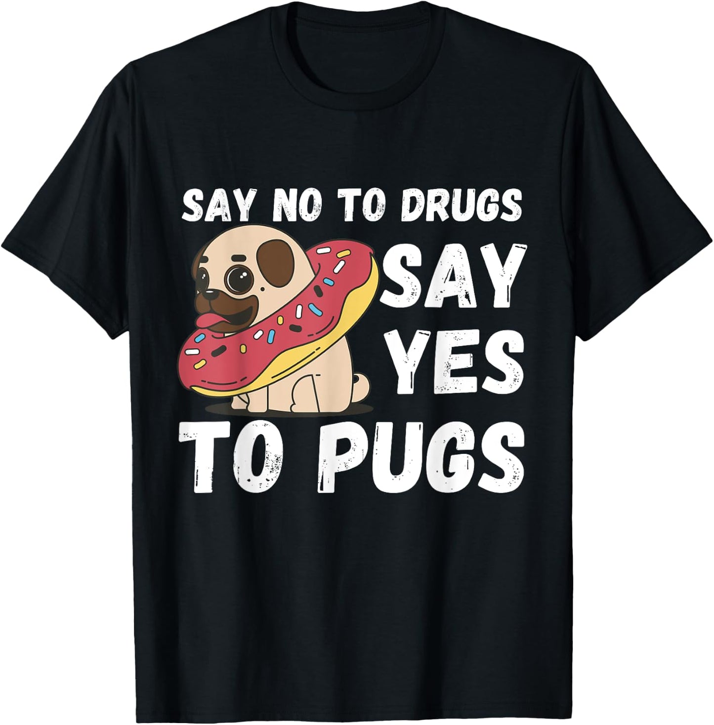 Red Ribbon Week Kids Youth Say No Say Yes to Pugs T-Shirt - T-Shirt | Black