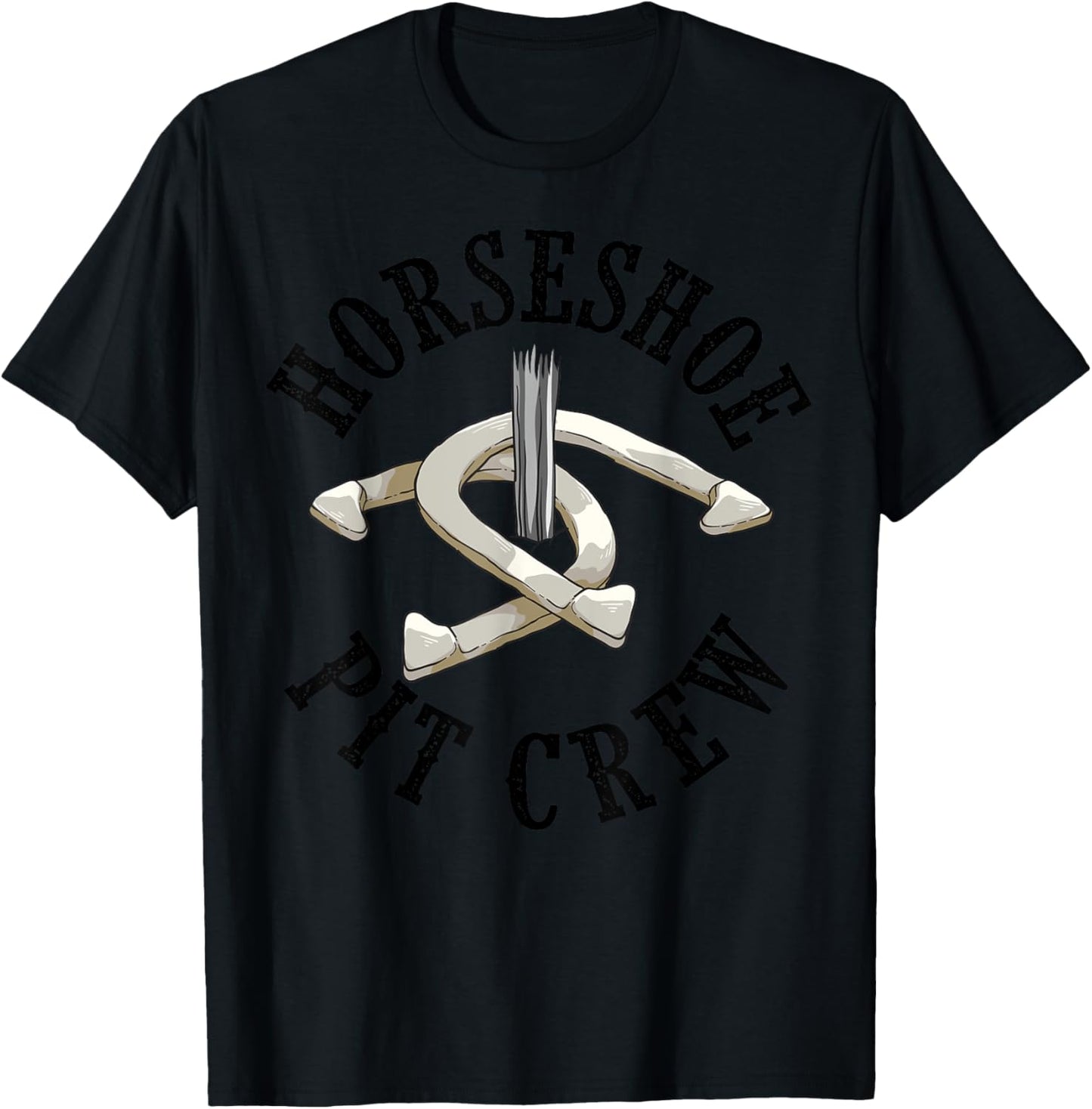 Cool Horseshoe Pit Crew | Funny Animal Shoe Pitching Gift T-Shirt - T-Shirt | Black