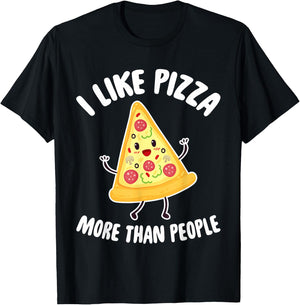 I Like Pizza More Than People - Pizza Lover Gift T-Shirt - T-Shirt | Black
