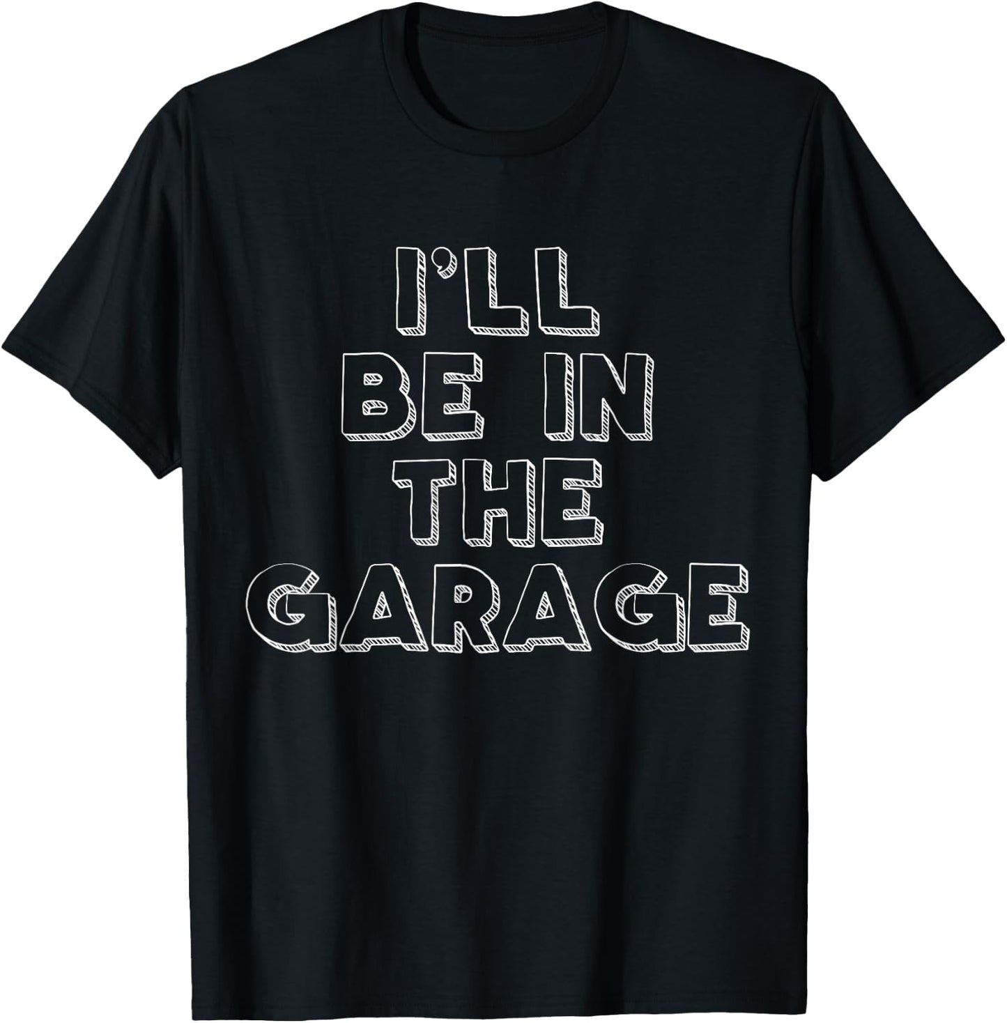 Men's I'll Be In The Garage XL Navy T-Shirt - T-Shirt | Black
