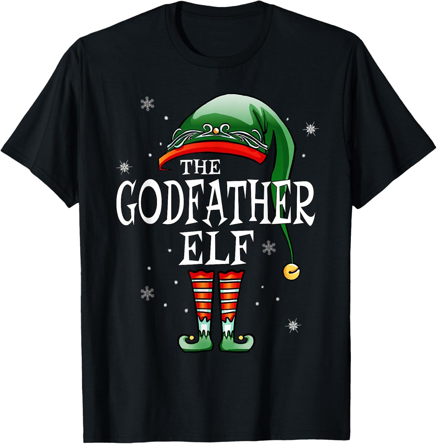 Matching Family Funny The Godfather Elf Christmas T-Shirt - T-Shirt | Black