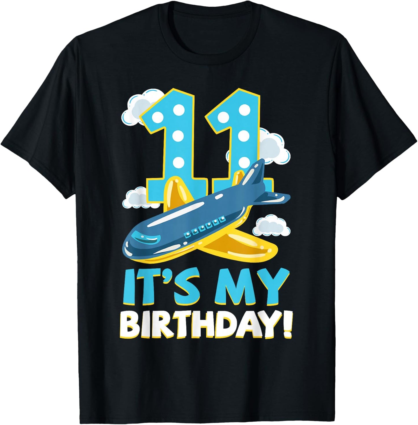 Pilot 11th Birthday Party Aviator Airplane Flight Officer T-Shirt - T-Shirt | Black