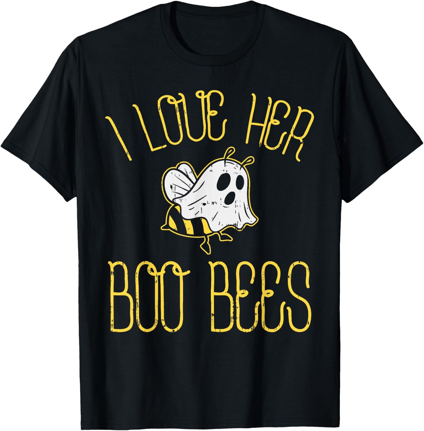 I Love Her Boo Bees Couples Halloween Adult Costume His Men T-Shirt - T-Shirt | Black