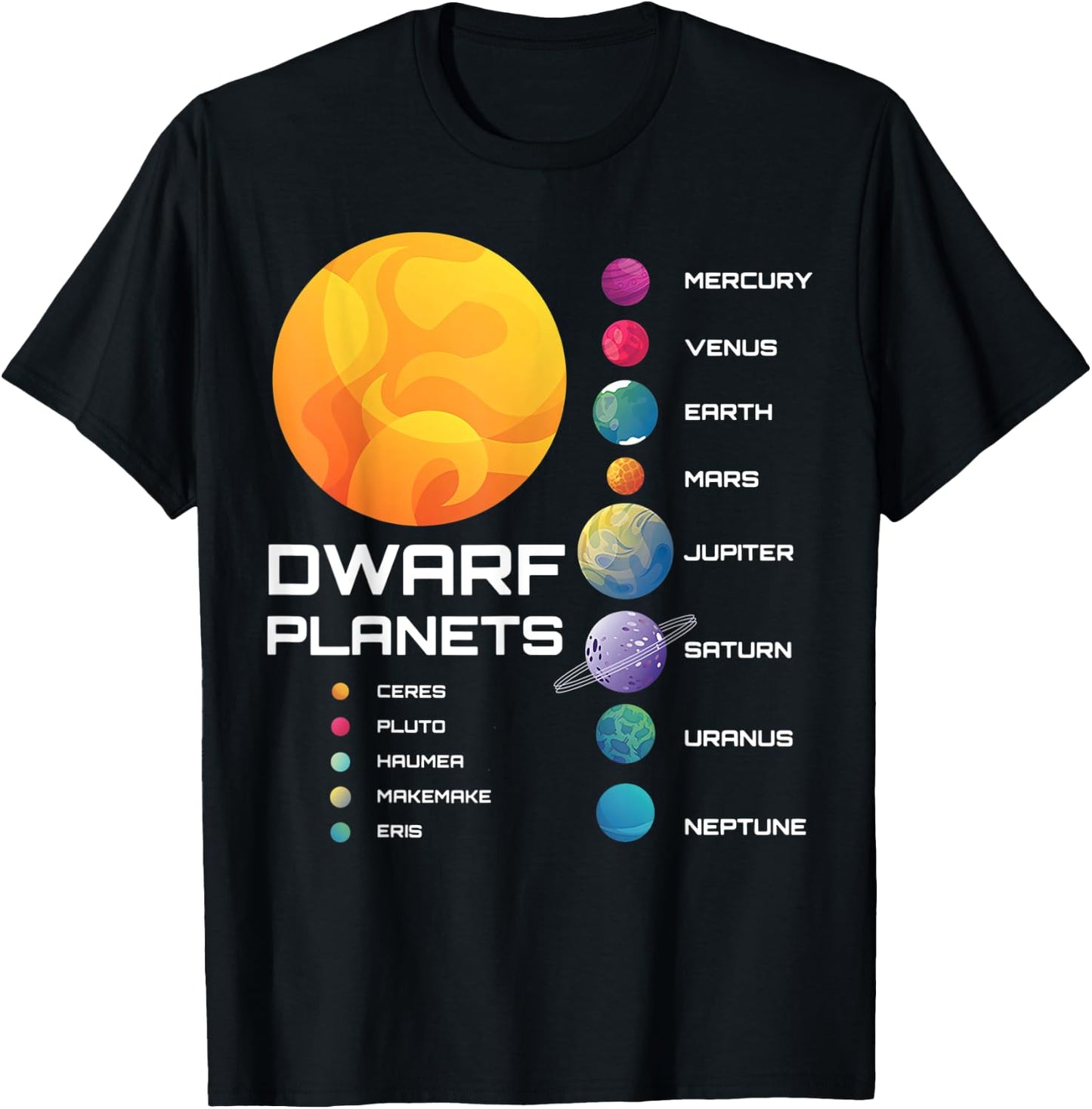 Solar System Dwarf Planets Space Astronaut T-Shirt - T-Shirt | Black
