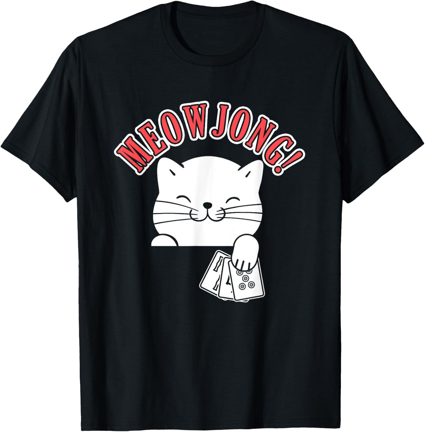 Mahjong Cat Player China Board Game Mah-Jongg Solitaire Men Women T-Shirt - T-Shirt | Black