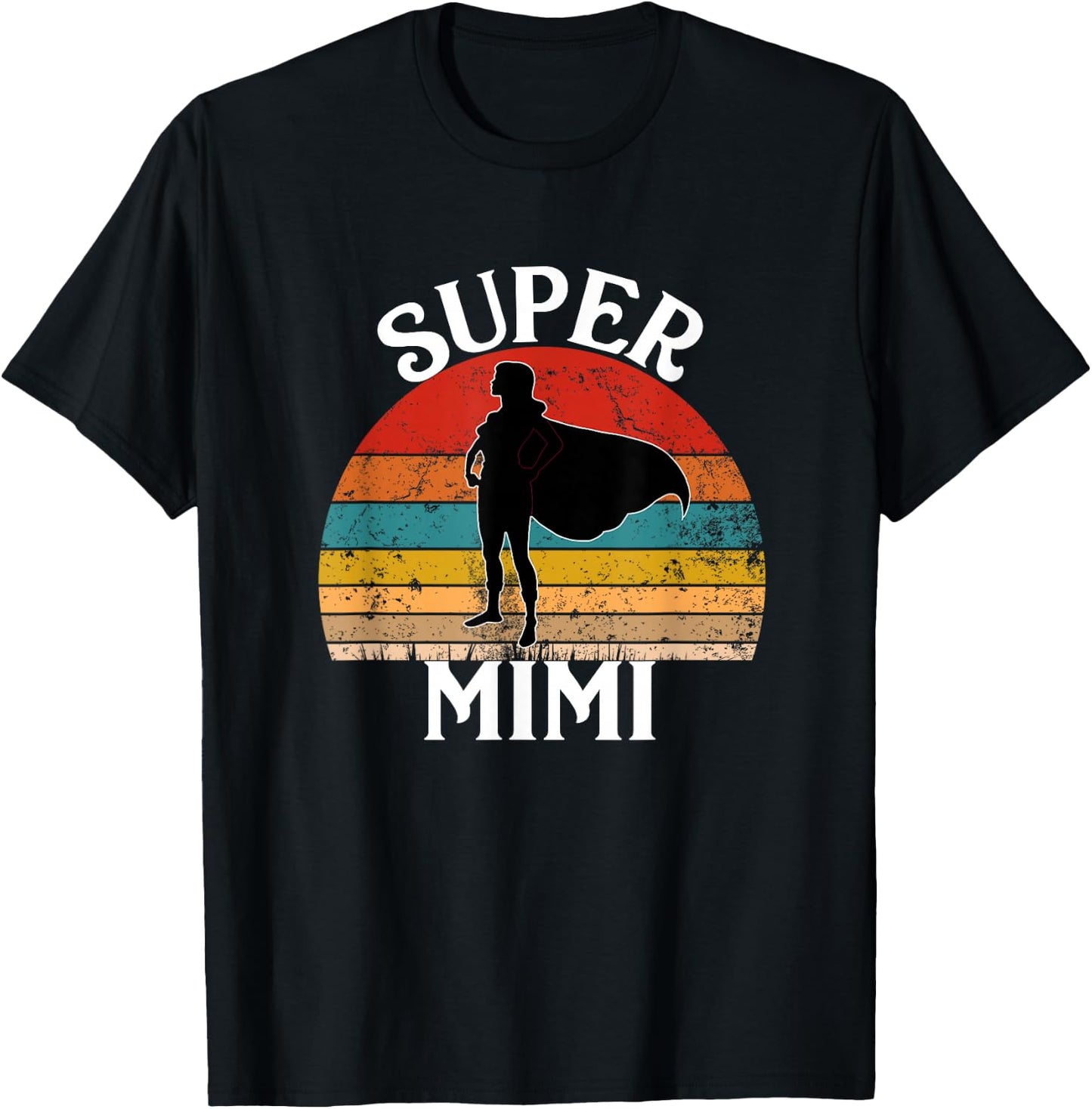 Super Mimi Grandma Funny Vintage Woman Hero T-Shirt - T-Shirt | Black