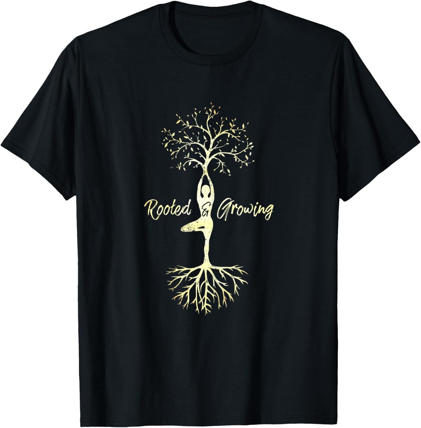 Equanimity Yoga Women's Yoga Tree Of Life With Sayings Vriksasana Hatha Pose T-Shirt - T-Shirt | Black