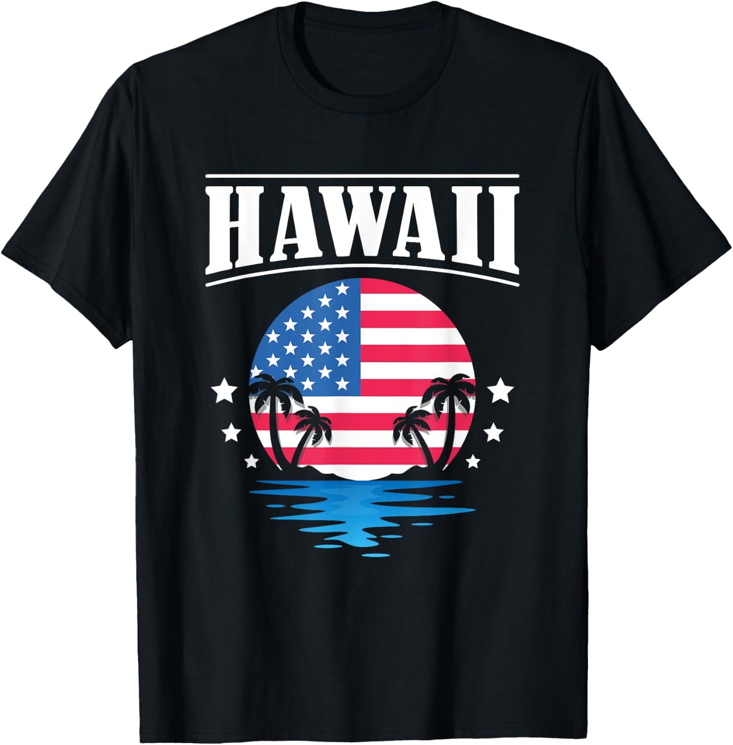 USA Flag America Hawaii Beach Island Hawaiian Men T-Shirt - T-Shirt | Black