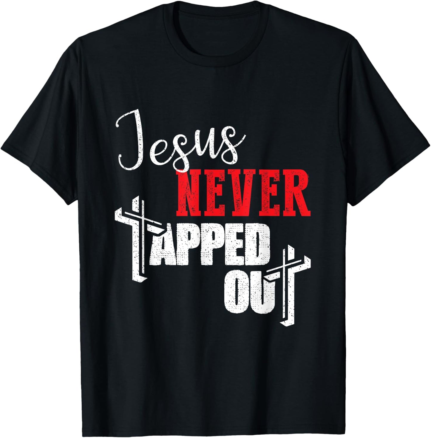Jesus Never Tapped Out Christian Faith Wrestling T-Shirt - T-Shirt | Black