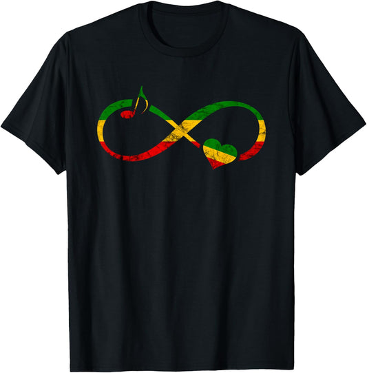 Rasta Reggae Music Infinity Jamaican Pride Hippie Rastafari T-Shirt - T-Shirt | Black