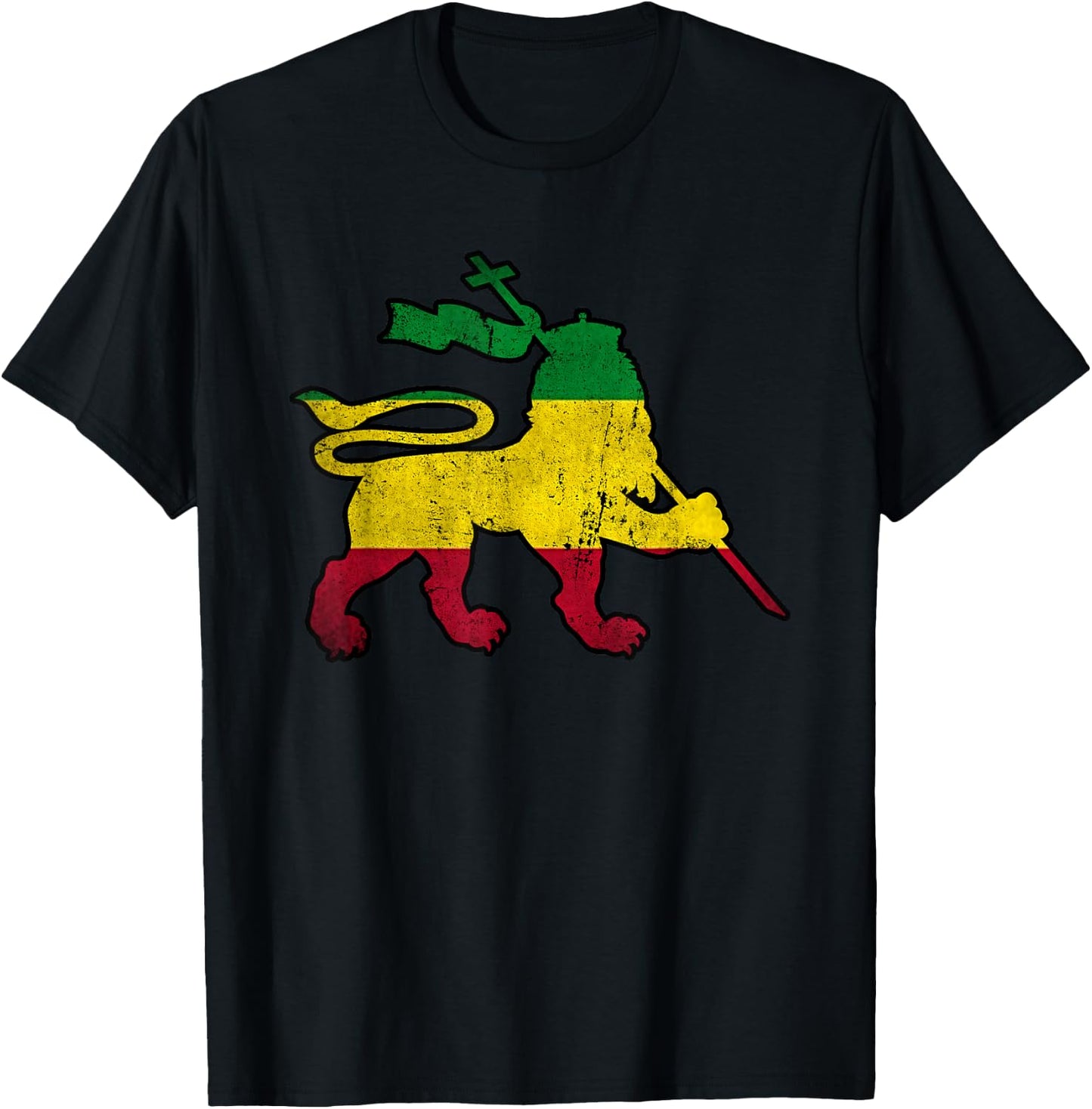 Lion Of Judah Rasta Reggae Jamaican Retro Vintage T-Shirt - T-Shirt | Black