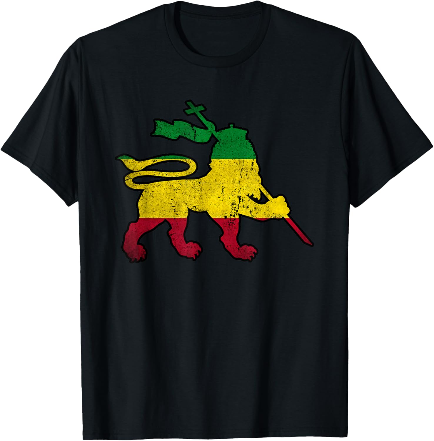 Lion Of Judah Rasta Reggae Jamaican Retro Vintage T-Shirt - T-Shirt | Black