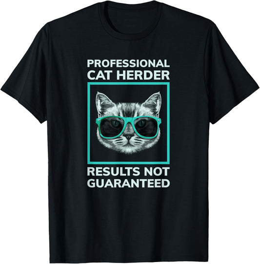 Funny Ideas For Cat Lovers by Wordmarked - Professional Cat Herder - Black, , Adult, Cat Lovers, Short Sleeve, Small T-Shirt - T-Shirt | Black