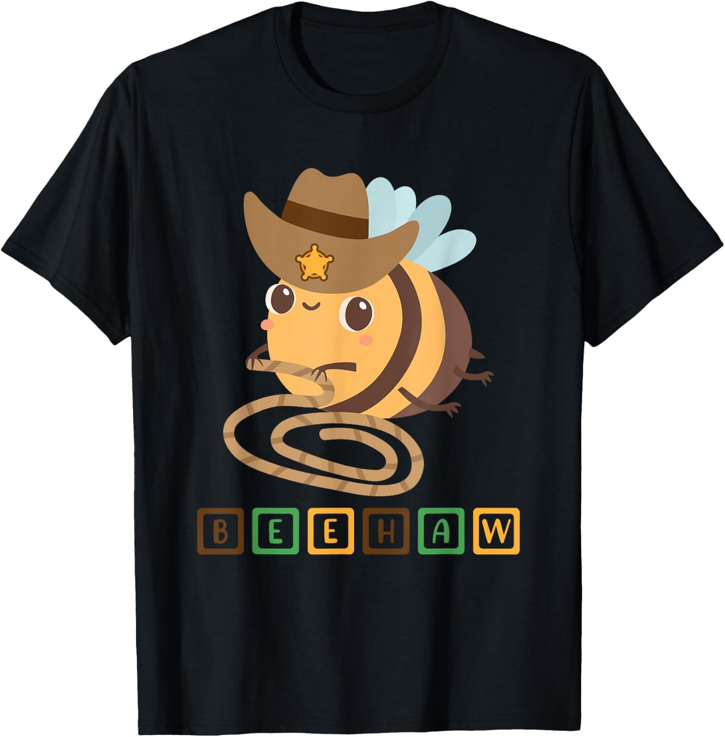 Funny Beehaw Cowboy Bee Lover Western Country Cowgirl Design T-Shirt - T-Shirt | Black
