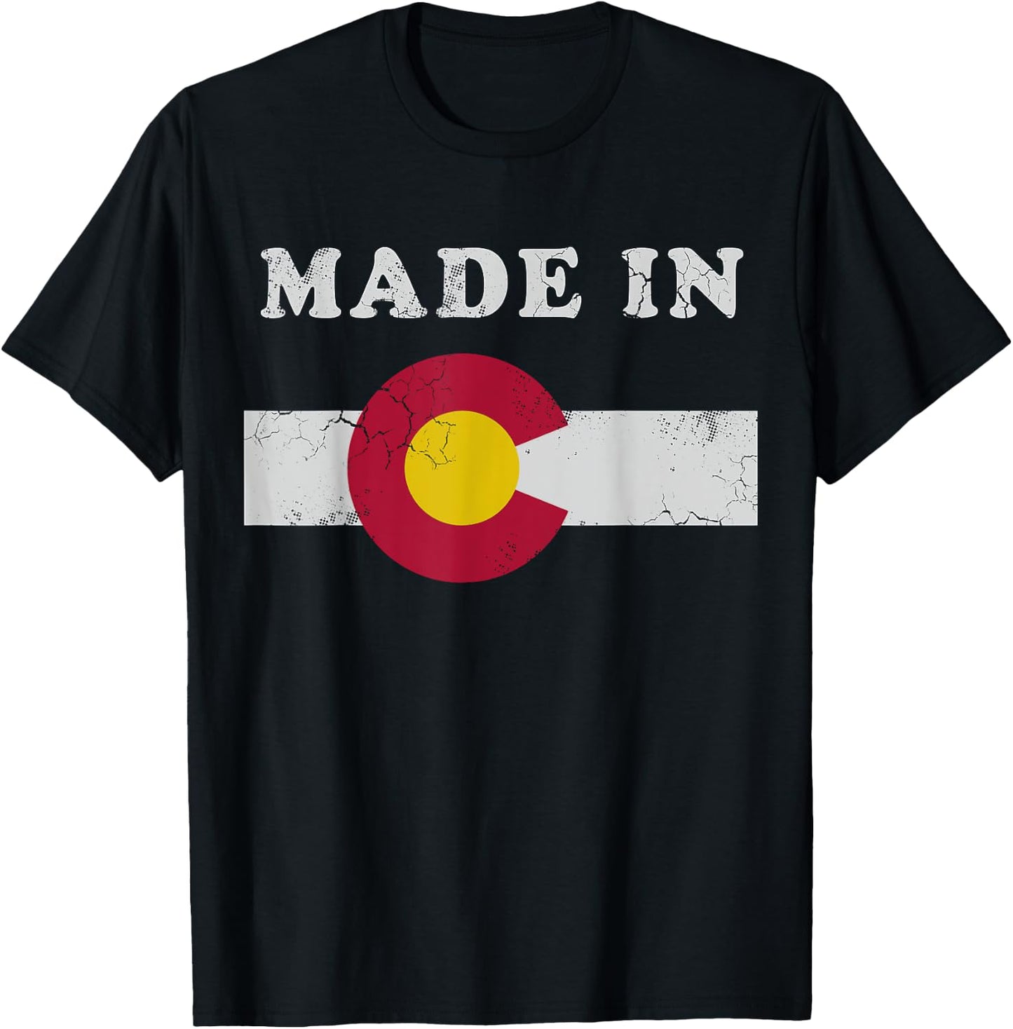Made In Colorado Retro Flag Gift T-Shirt - T-Shirt | Black