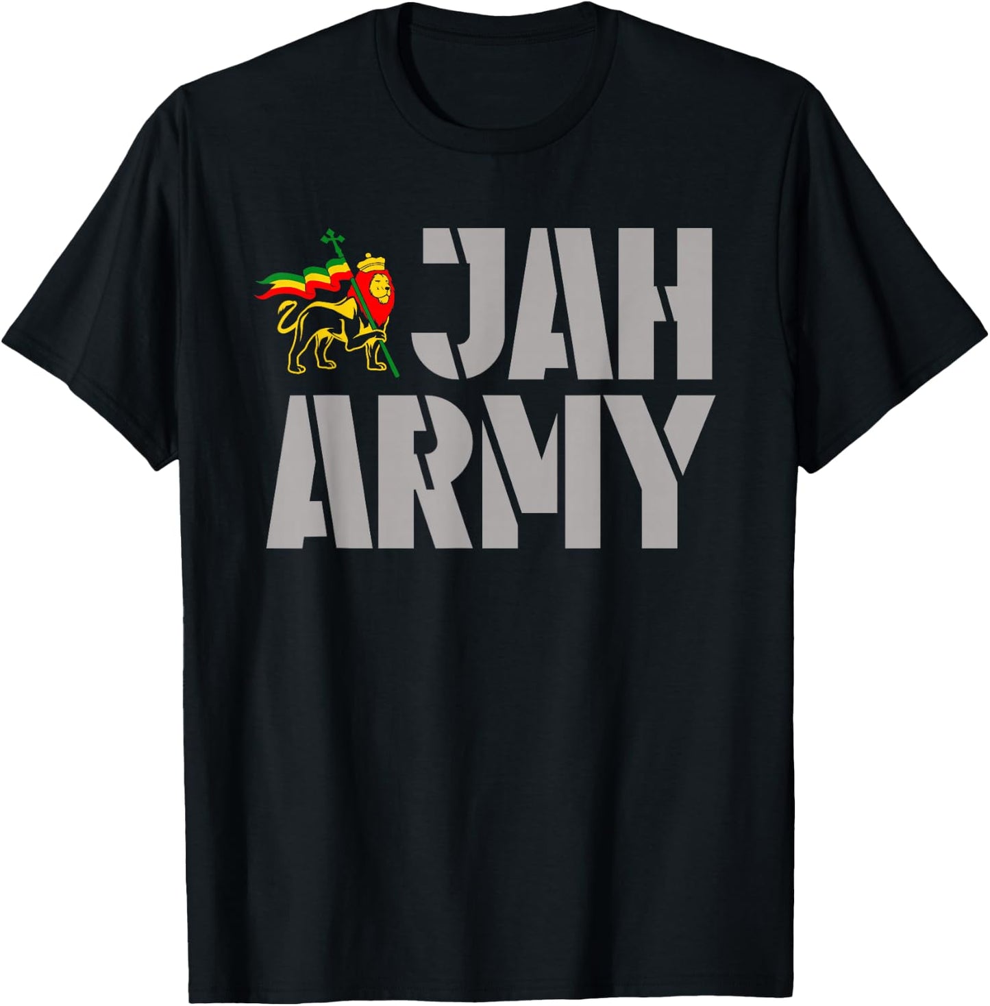 Men Women Rasta Jah Army Jamaica Rasta Reggae T-Shirt - T-Shirt | Black