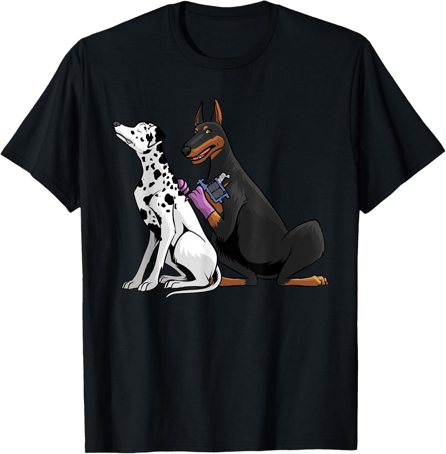 Cool Tattoo Artist Women Kids Dalmatian Doberman Dog T-Shirt - T-Shirt | Black