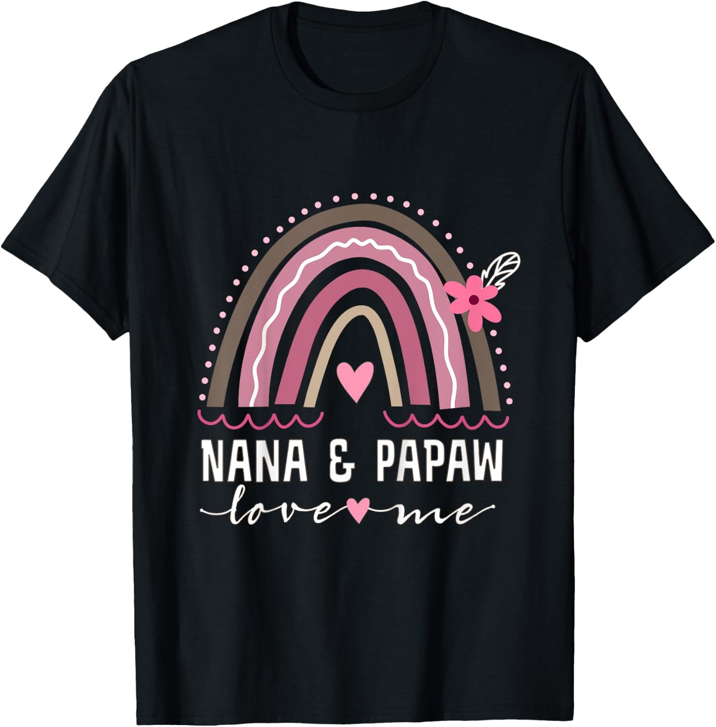 Nana and Papaw Love Me Girls Granddaughter Boho Rainbow T-Shirt - T-Shirt | Black
