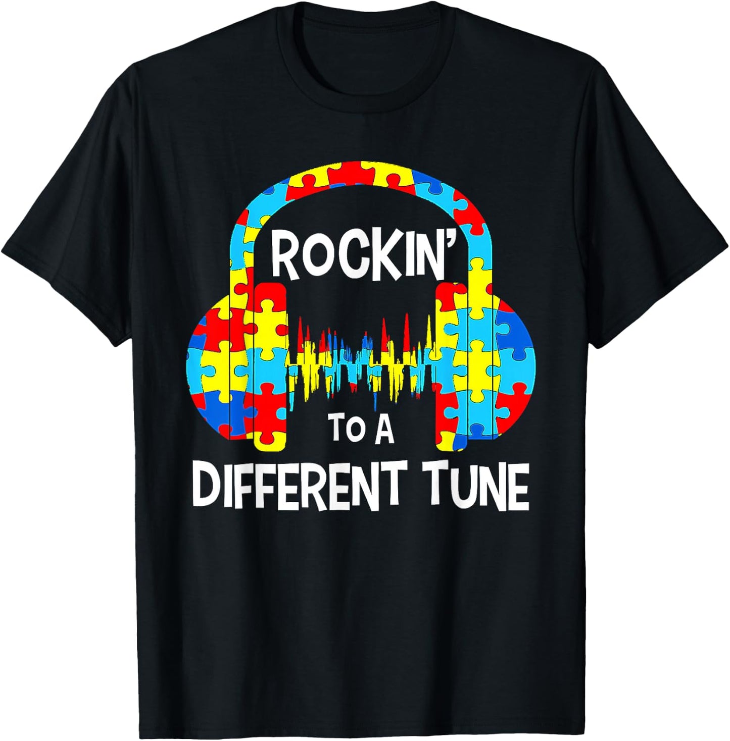 Autism Game - Rocking To A Different Tune For Gamer Boys T-Shirt - T-Shirt | Black