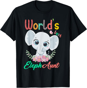 World's Best Elephaunt Aunt Elephant Love Cute Niece Nephew T-Shirt - T-Shirt | Black