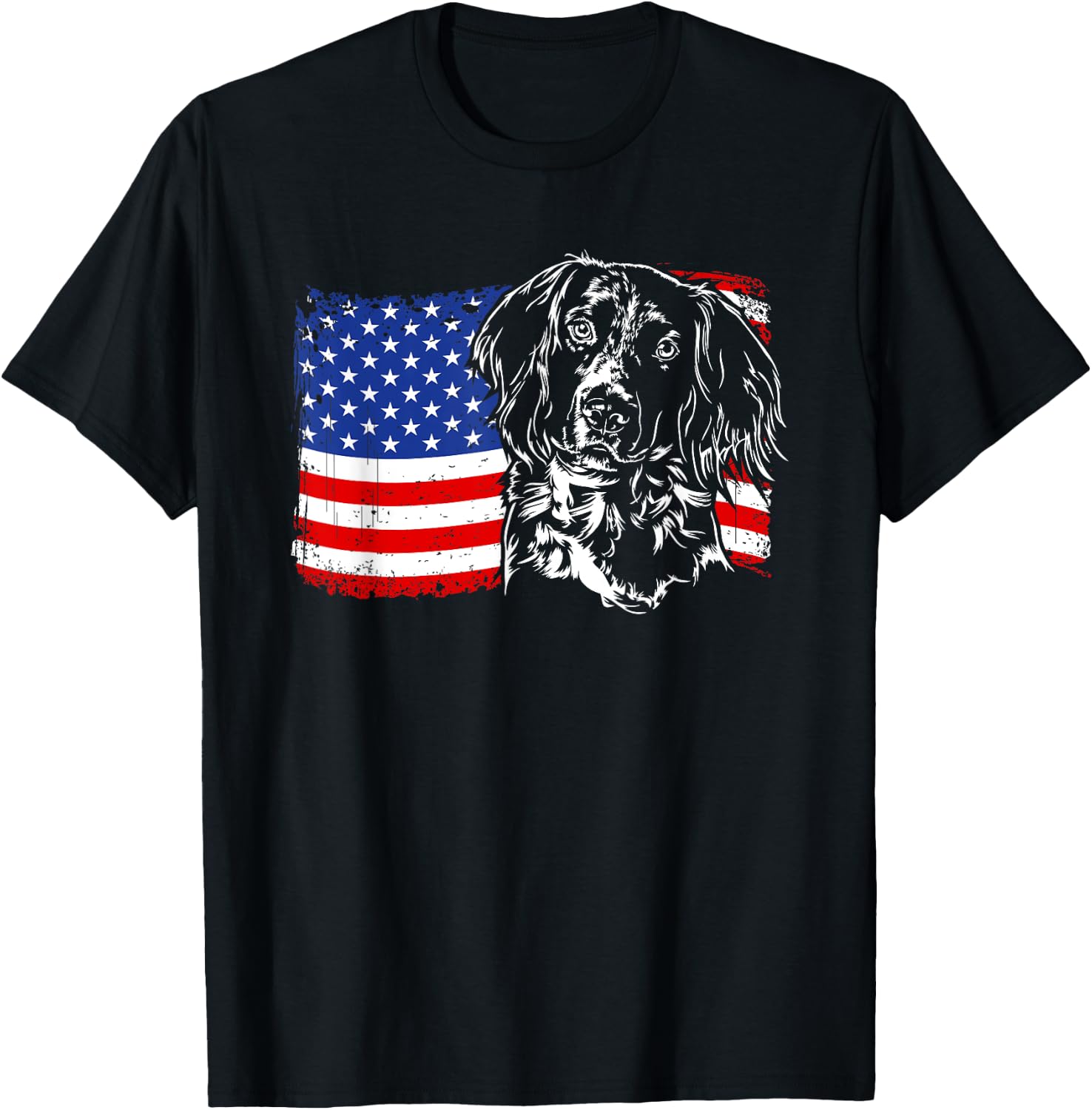 Proud Small Munsterlander American Flag patriotic dog gift Kids Men T-Shirt - T-Shirt | Black