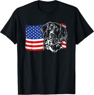 Proud Small Munsterlander American Flag patriotic dog gift Kids Men T-Shirt - T-Shirt | Black