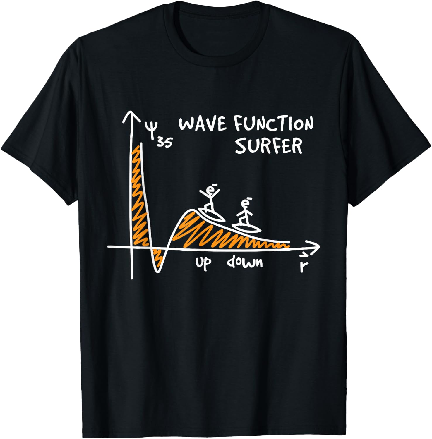 Wave Function Surfer Science Lovers Funny Physics T-Shirt - T-Shirt | Black