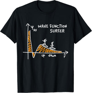 Wave Function Surfer Science Lovers Funny Physics T-Shirt - T-Shirt | Black