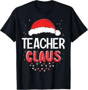 Teacher Santa Claus Christmas Matching Costume Men Women T-Shirt - T-Shirt | Black
