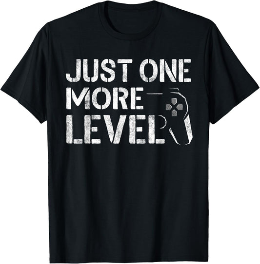 Just One More Level Shirt Funny Video Gamer Gifts Gaming T-Shirt - T-Shirt | Black