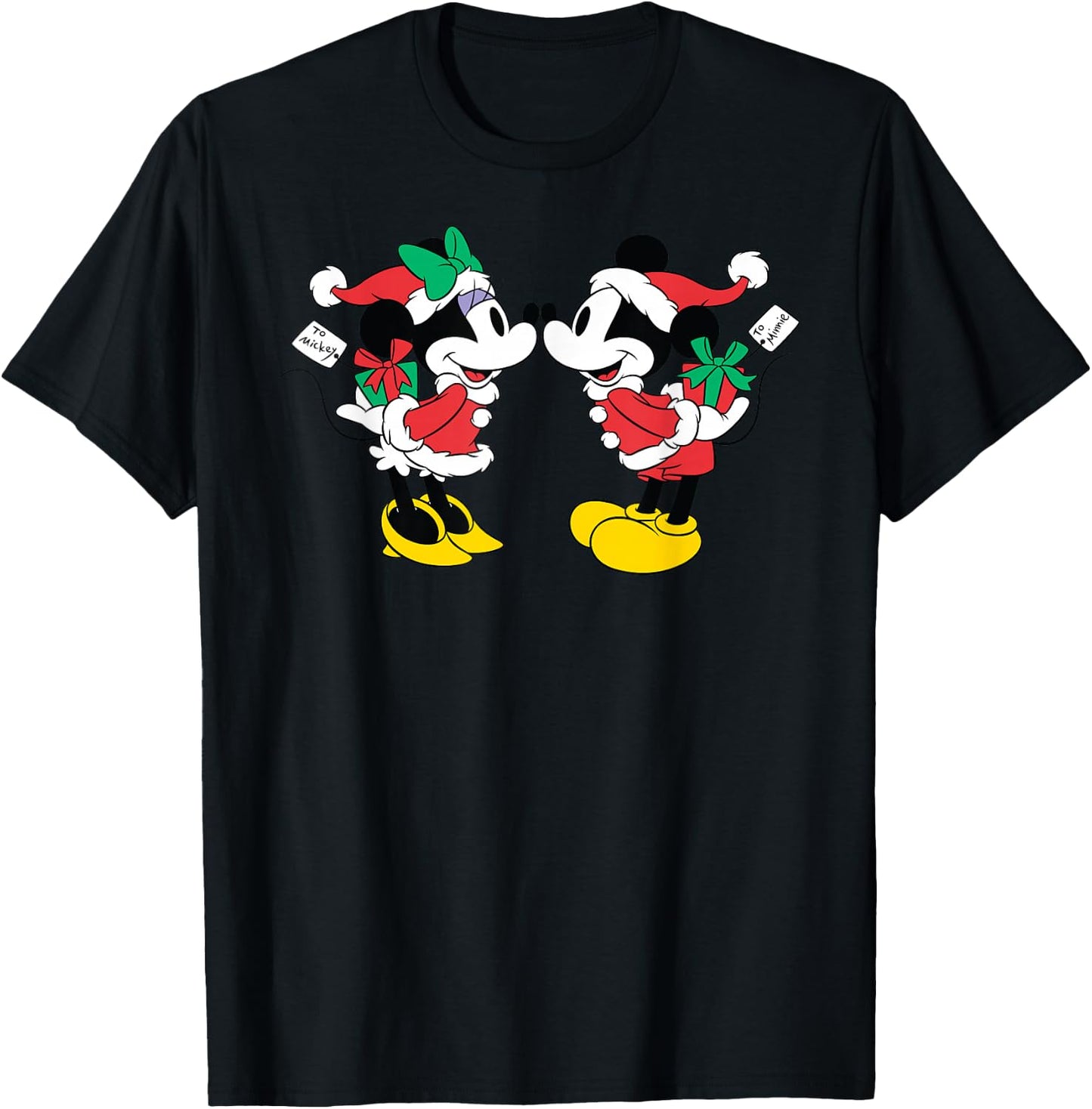 Disney - Christmas Mickey and Minnie Kiss T-Shirt - T-Shirt | Black