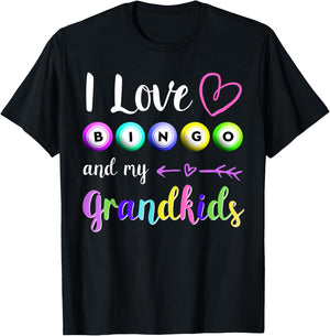 Bingo Shirt, I love Bingo, Gift Grandma, Mommom, Nana T-Shirt - T-Shirt | Black