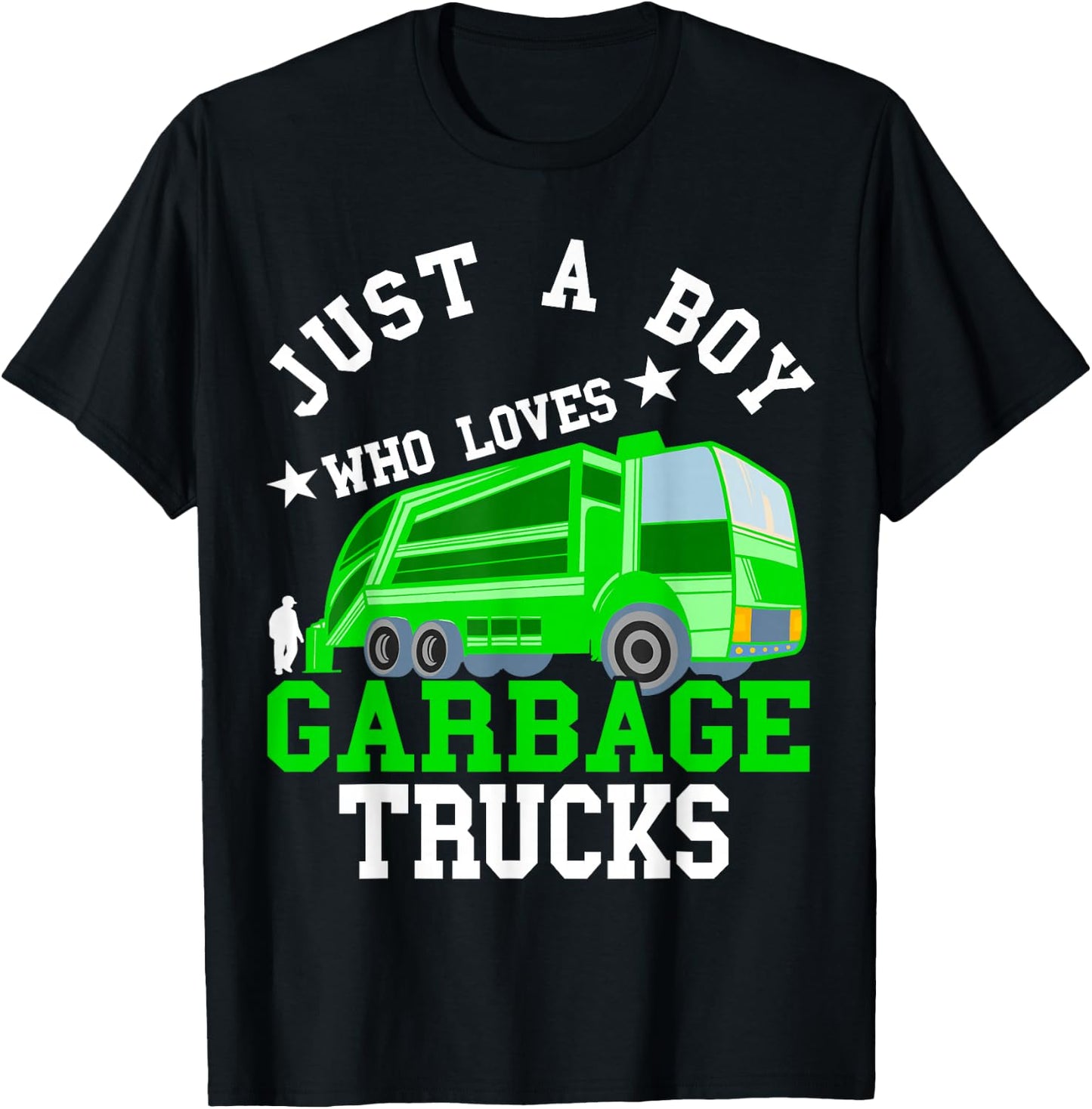 Rubbish Vehicle Boys Garbage Truck Rubbish Car Road Cleaner T-Shirt - T-Shirt | Black